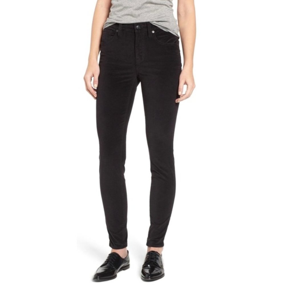 Madewell 9” High-riser Skinny Skinny Velvet Pant - Velour Dark Black - Picture 7 of 10